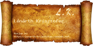 Lénárth Krisztofer névjegykártya